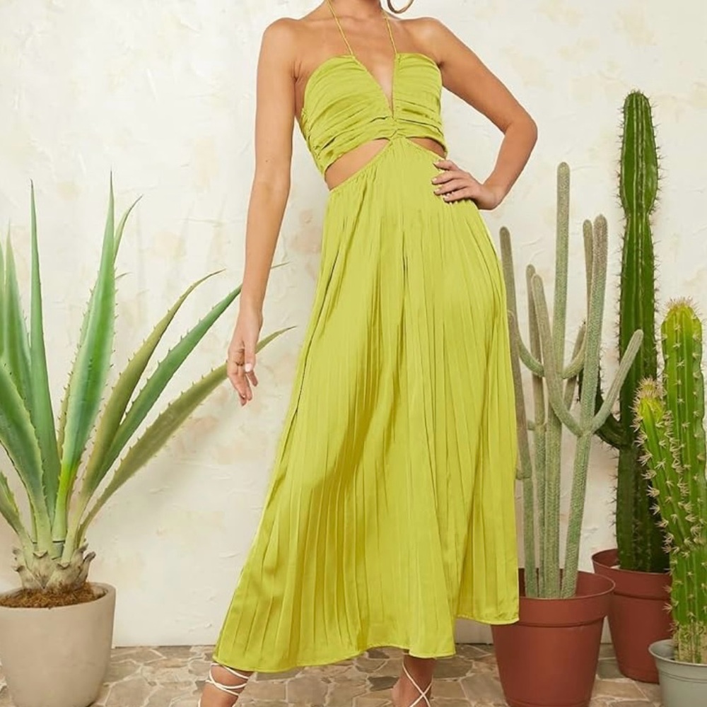 NEW SHEIN Lime Green Cutout Maxi Dress Size Medium